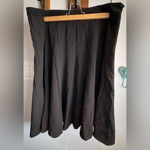 Black Midi A-Line Pleated Skirt for Work